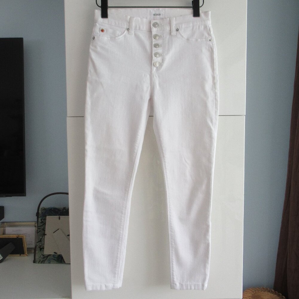 Hudson White Jeans Ciara Super Stretch Button Fly High Rise Sz 27, Inseam 25"